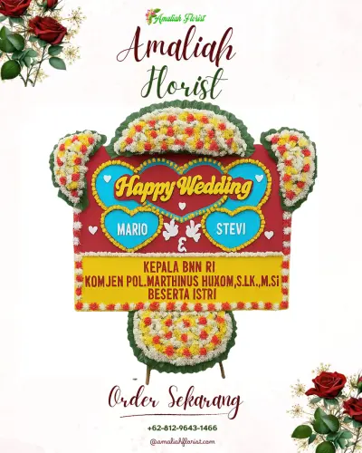 Karangan Papan Bunga Pernikahan di Krompeng